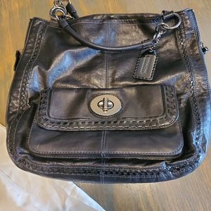 Coach Limited edition,  black leather side zip bag